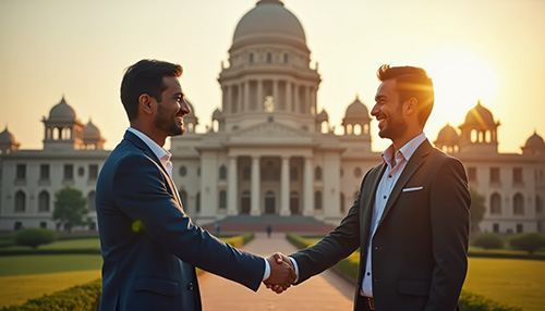 Partnership handshake in India